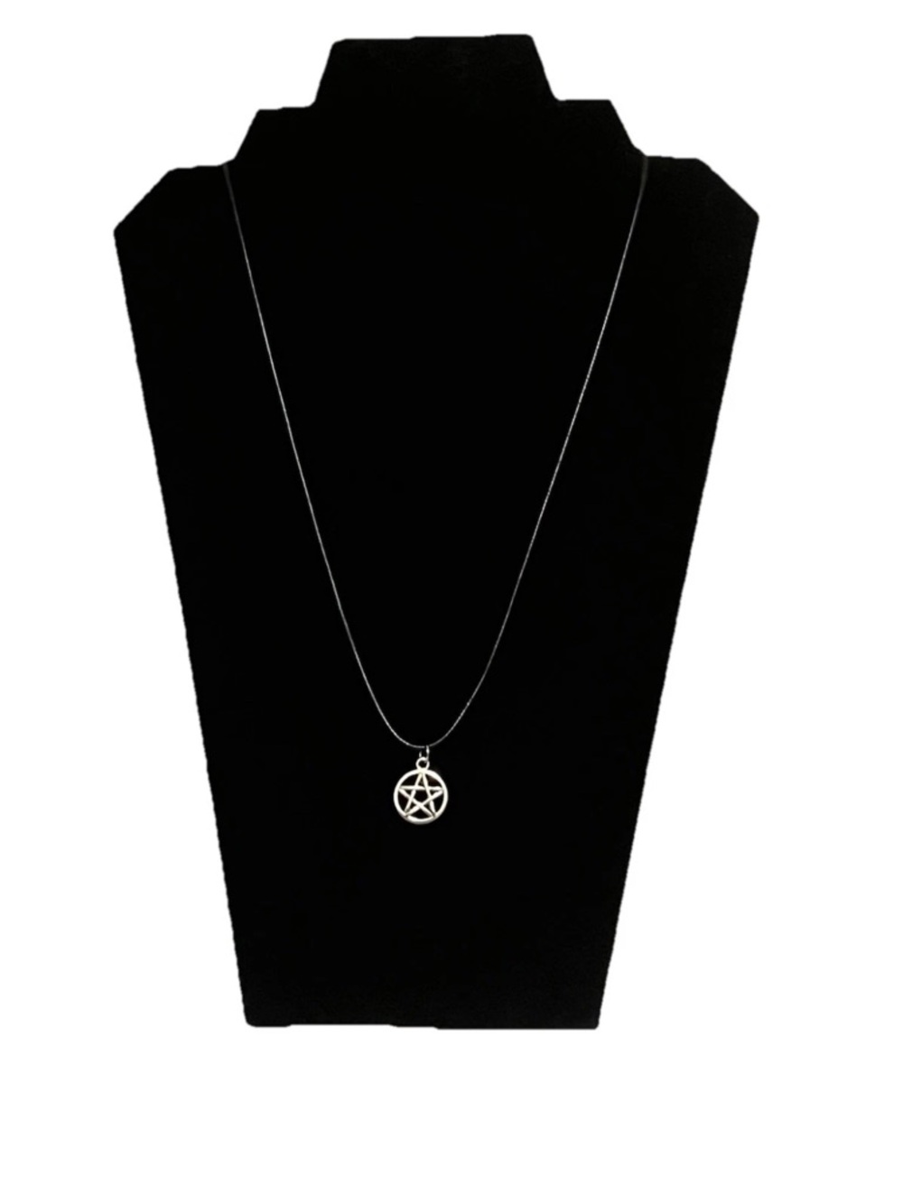 Wicca Silver Plated Pentagram Charm On Black Leather Cord. Witchy Pendants.